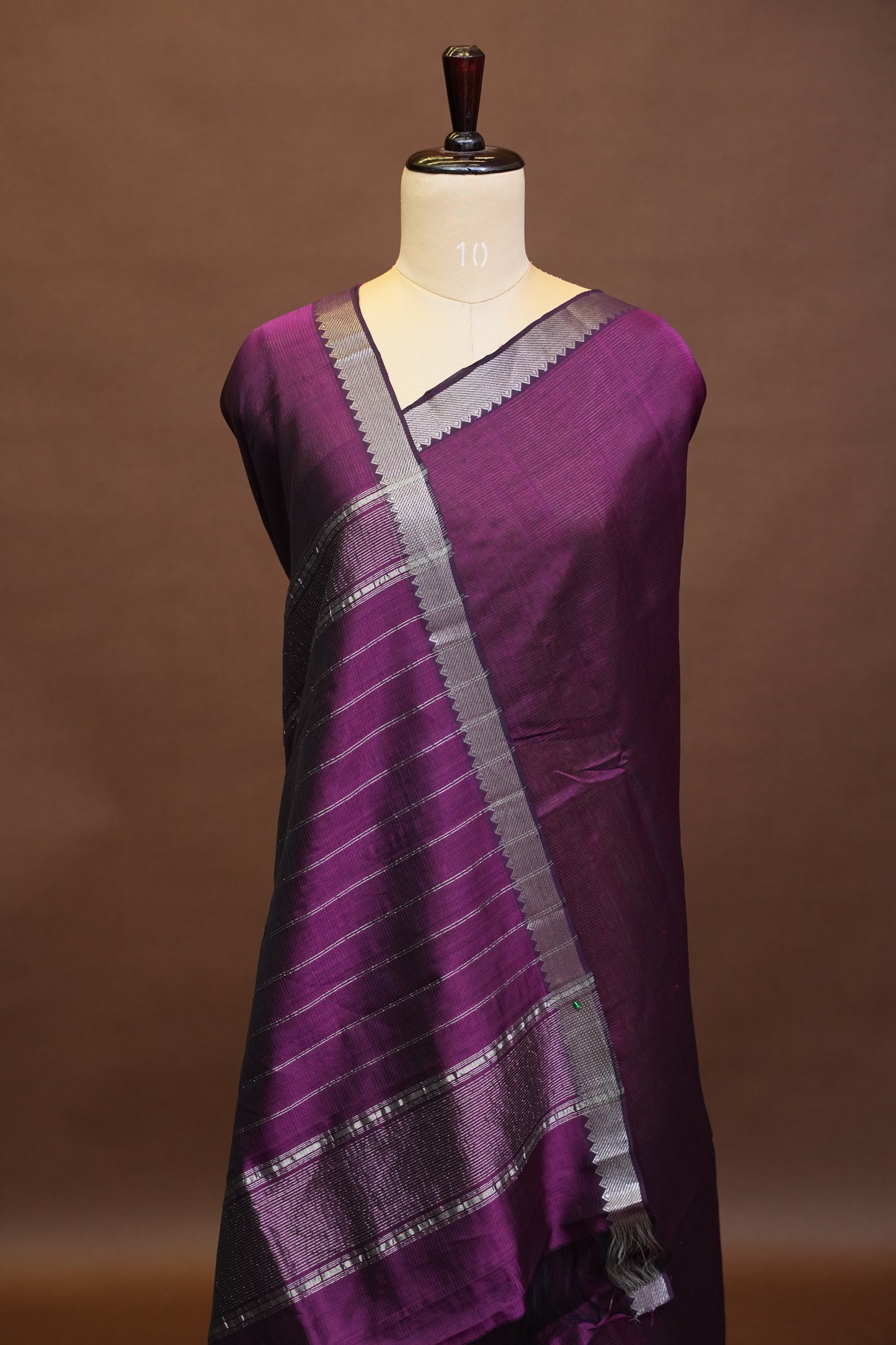 Mangalagiri Silk Cotton Saree - Rich Plum