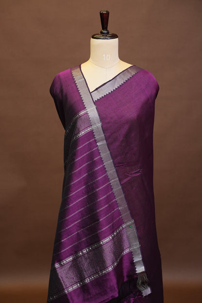Mangalagiri Silk Cotton Saree - Rich Plum