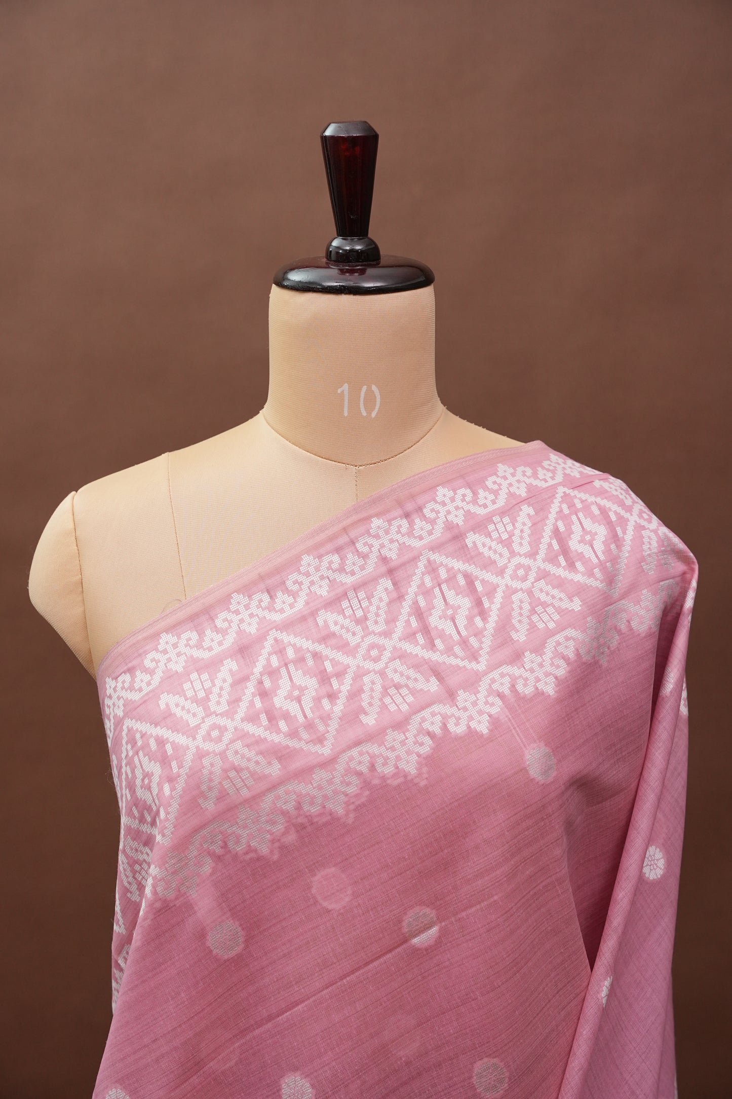 Pink Jamdani Saree with Intricate White Woven Motifs