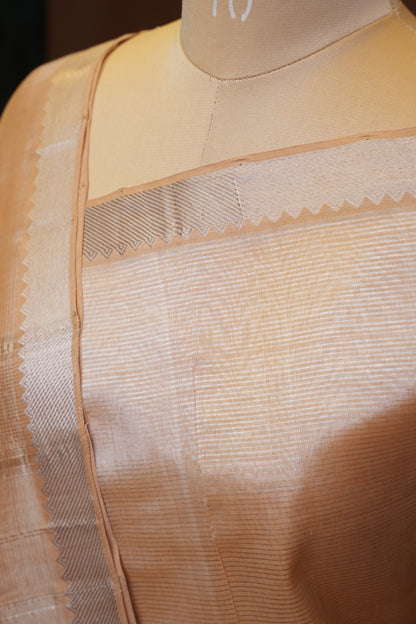 Mangalagiri Silk Cotton Saree - Ivory Beige
