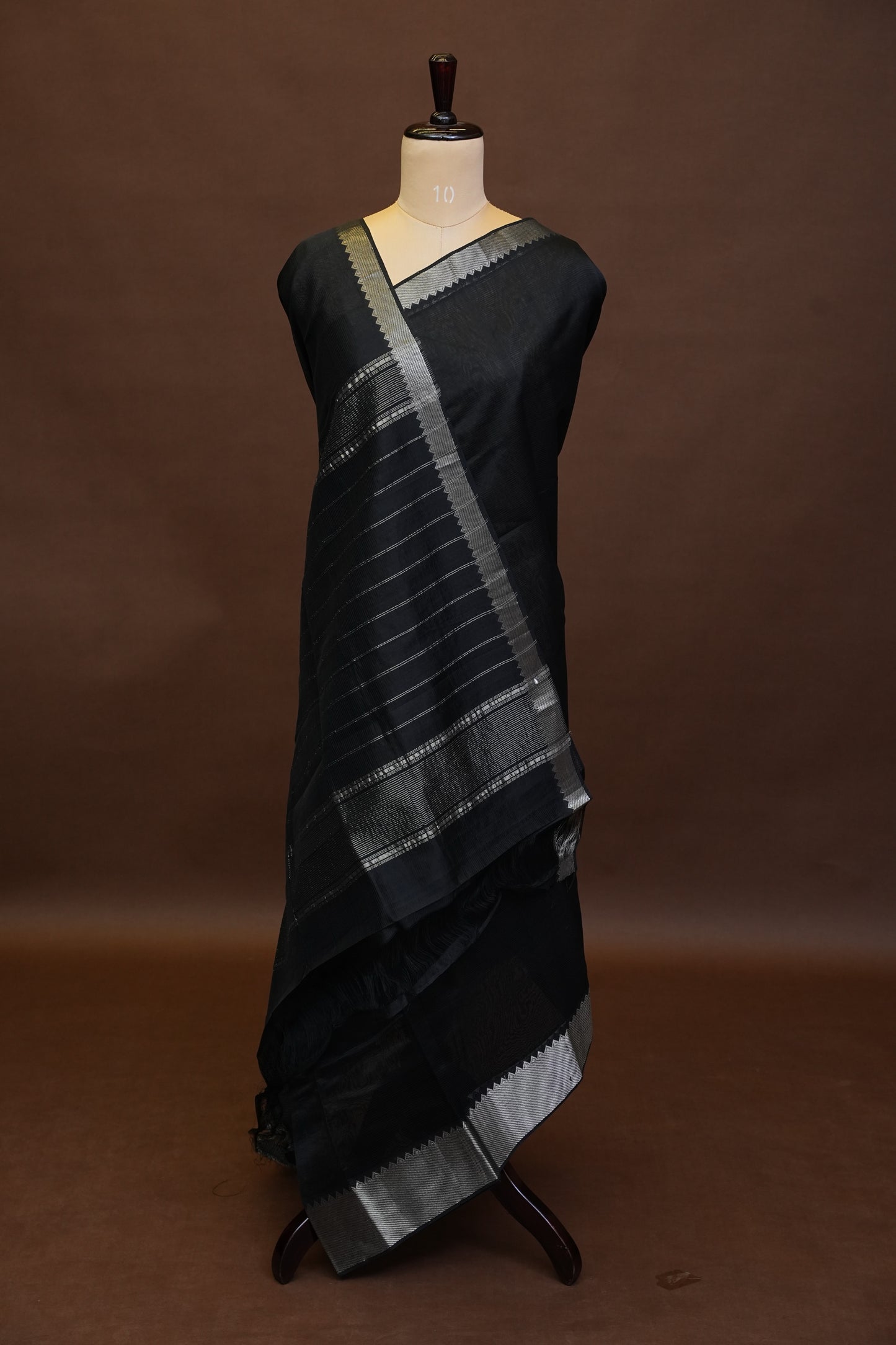 Mangalagiri Silk Cotton Saree - Classic Black