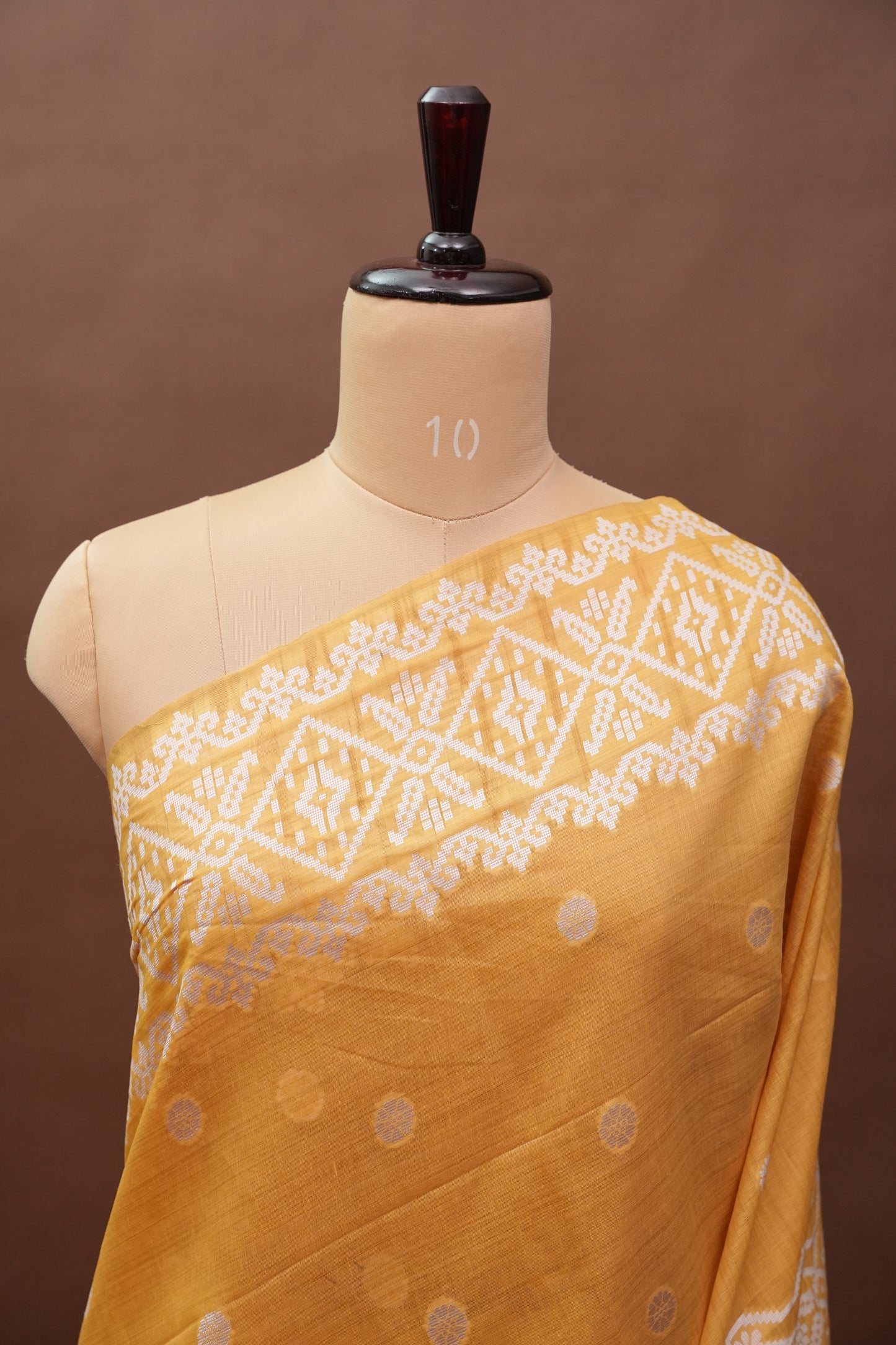 Yellow Jamdani Saree with Intricate White Woven Motifs
