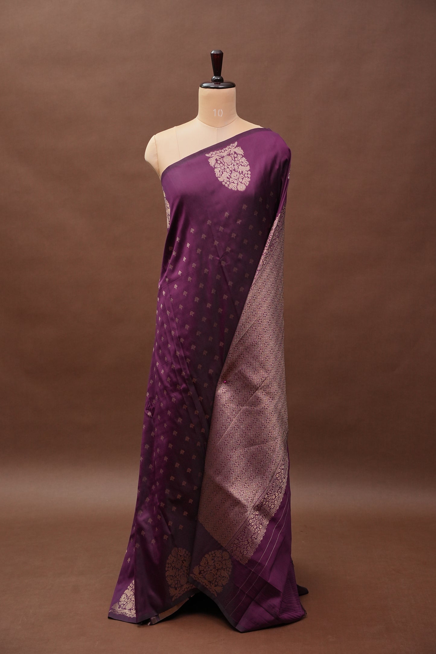 Deep Wine Semi Silk Saree with Turning Border & Rich Brocade Pallu-Silk Mark Certified.