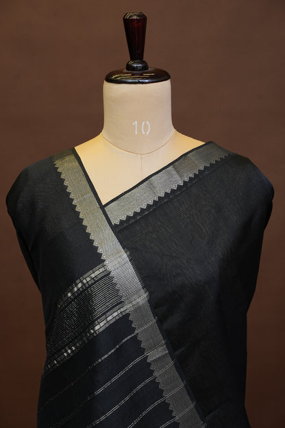 Mangalagiri Silk Cotton Saree - Classic Black