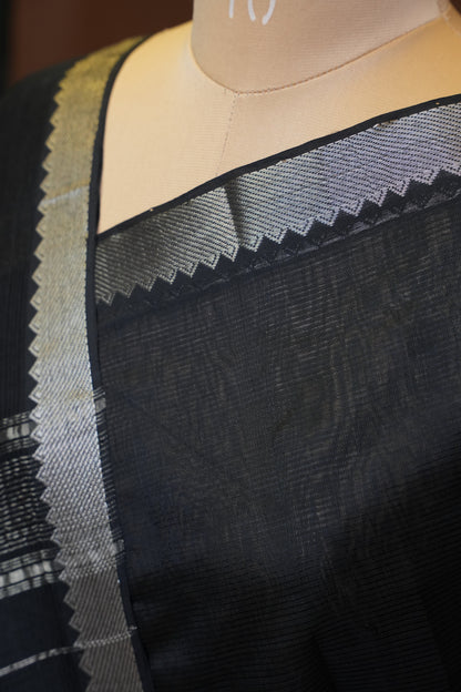 Mangalagiri Silk Cotton Saree - Classic Black