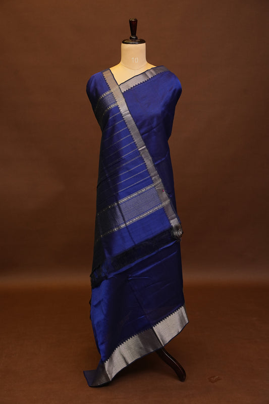 Mangalagiri Silk Cotton Saree - Royal Blue