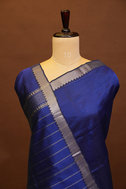Mangalagiri Silk Cotton Saree - Royal Blue