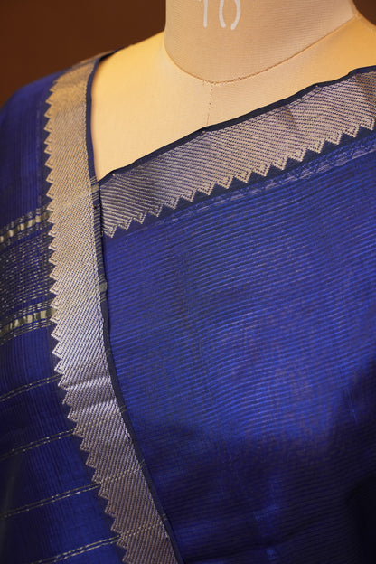 Mangalagiri Silk Cotton Saree - Royal Blue