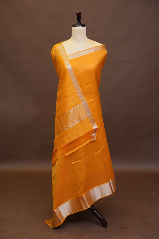 Mangalagiri Silk Cotton Saree - Mustard Yellow