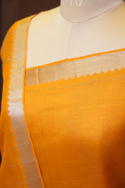 Mangalagiri Silk Cotton Saree - Mustard Yellow