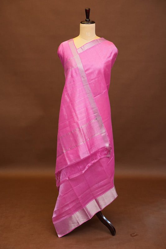 Mangalagiri Silk Cotton Saree - Candy Pink