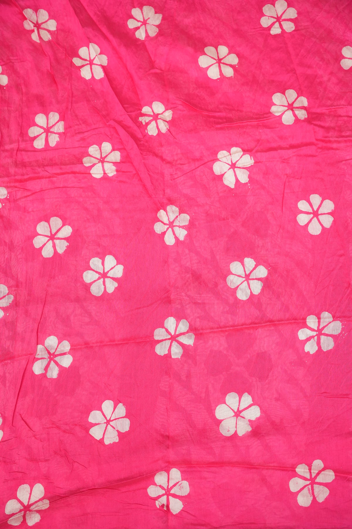 Pure Cotton Saree with Digital Block Prints – Rani Pink & White