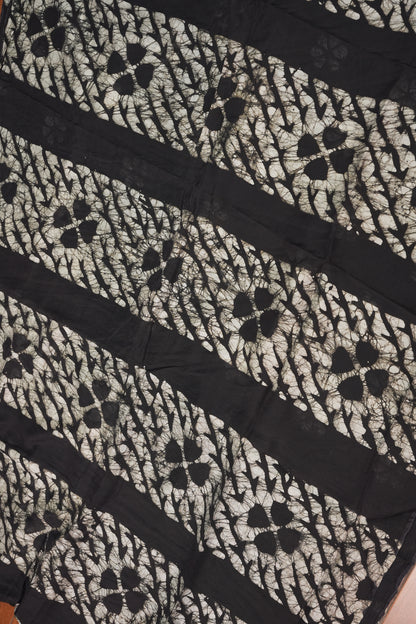 Pure Cotton Saree with Digital Block Prints – Black & White