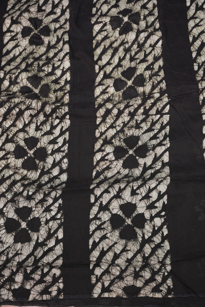 Pure Cotton Saree with Digital Block Prints – Black & White