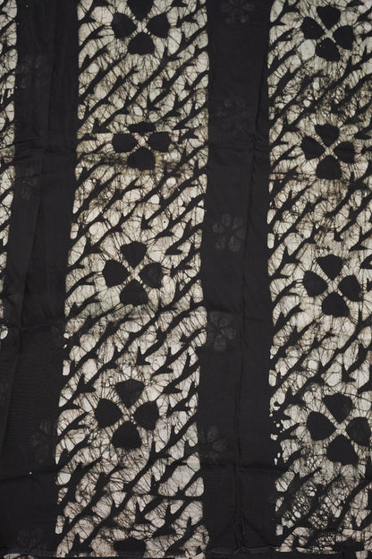 Pure Cotton Saree with Digital Block Prints – Black & White