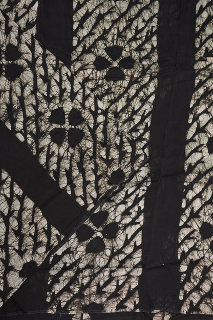 Pure Cotton Saree with Digital Block Prints – Black & White