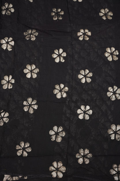 Pure Cotton Saree with Digital Block Prints – Black & White