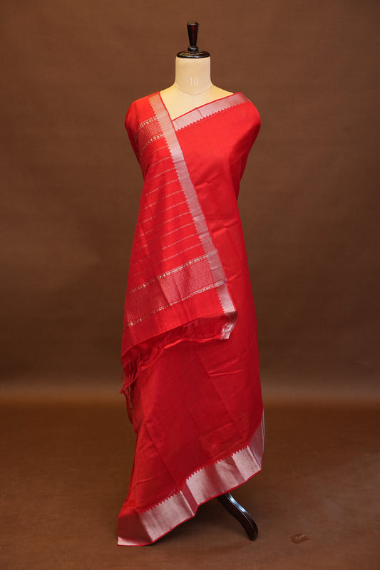 Mangalagiri Silk Cotton Saree - Red