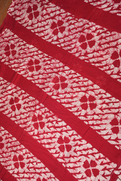 Pure Cotton Saree with Digital Block Prints – Red & White