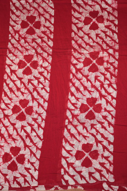 Pure Cotton Saree with Digital Block Prints – Red & White