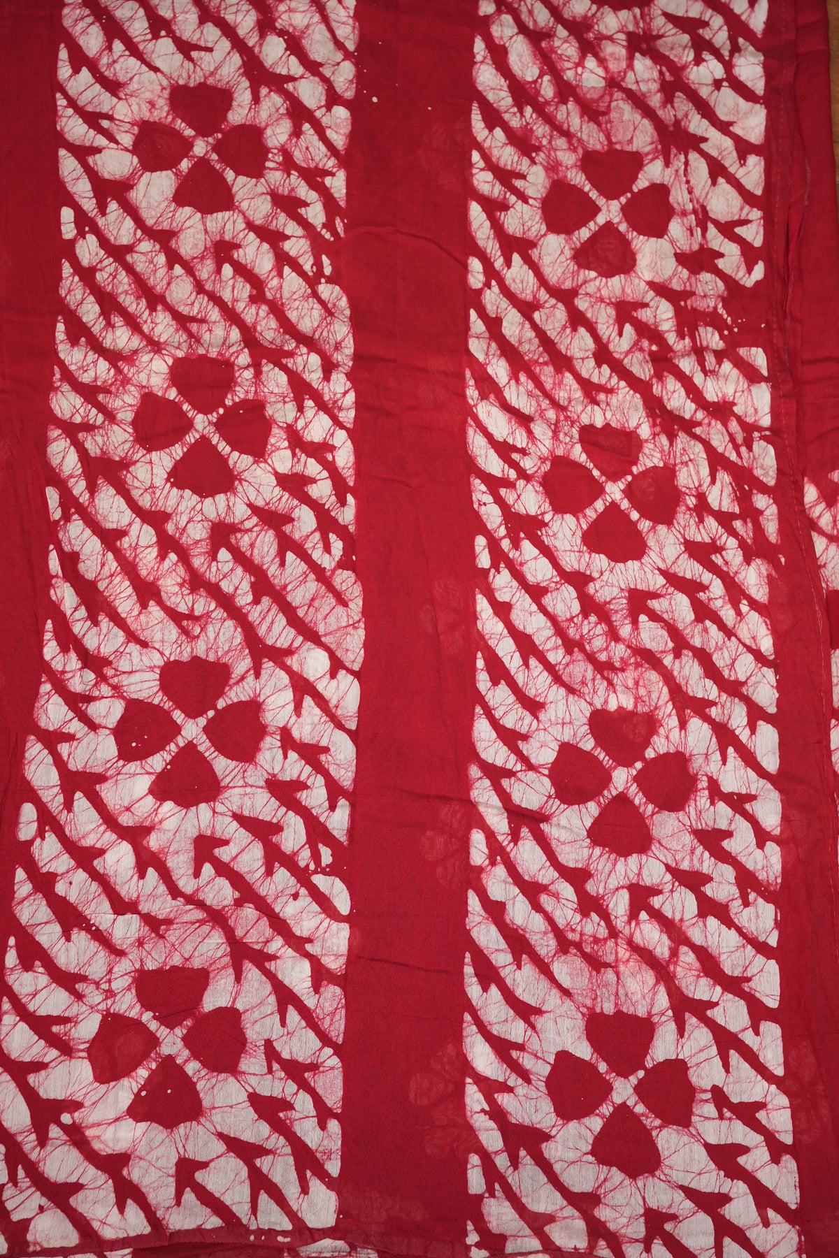 Pure Cotton Saree with Digital Block Prints – Red & White