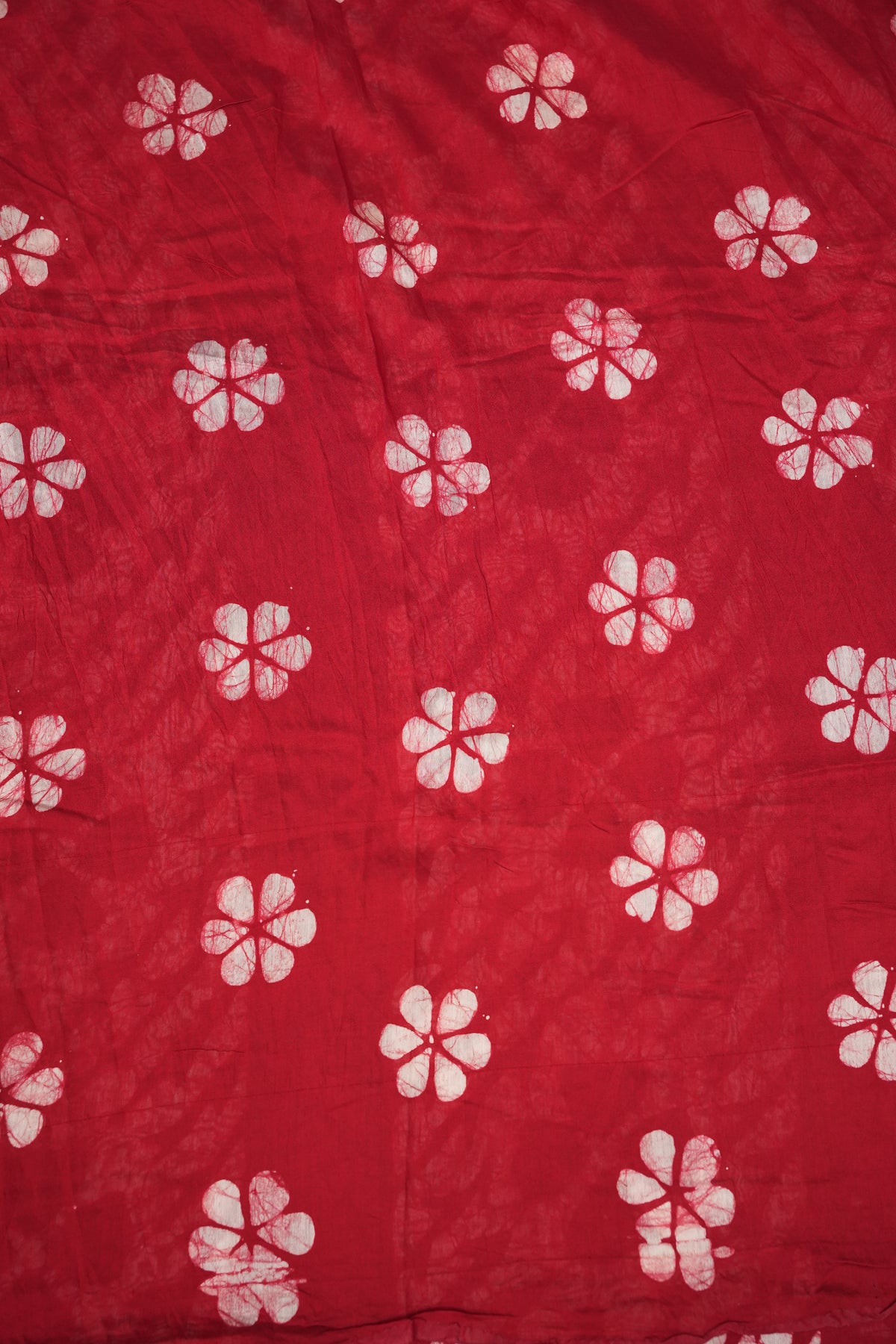 Pure Cotton Saree with Digital Block Prints – Red & White