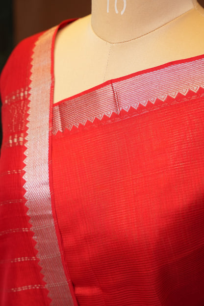 Mangalagiri Silk Cotton Saree - Red
