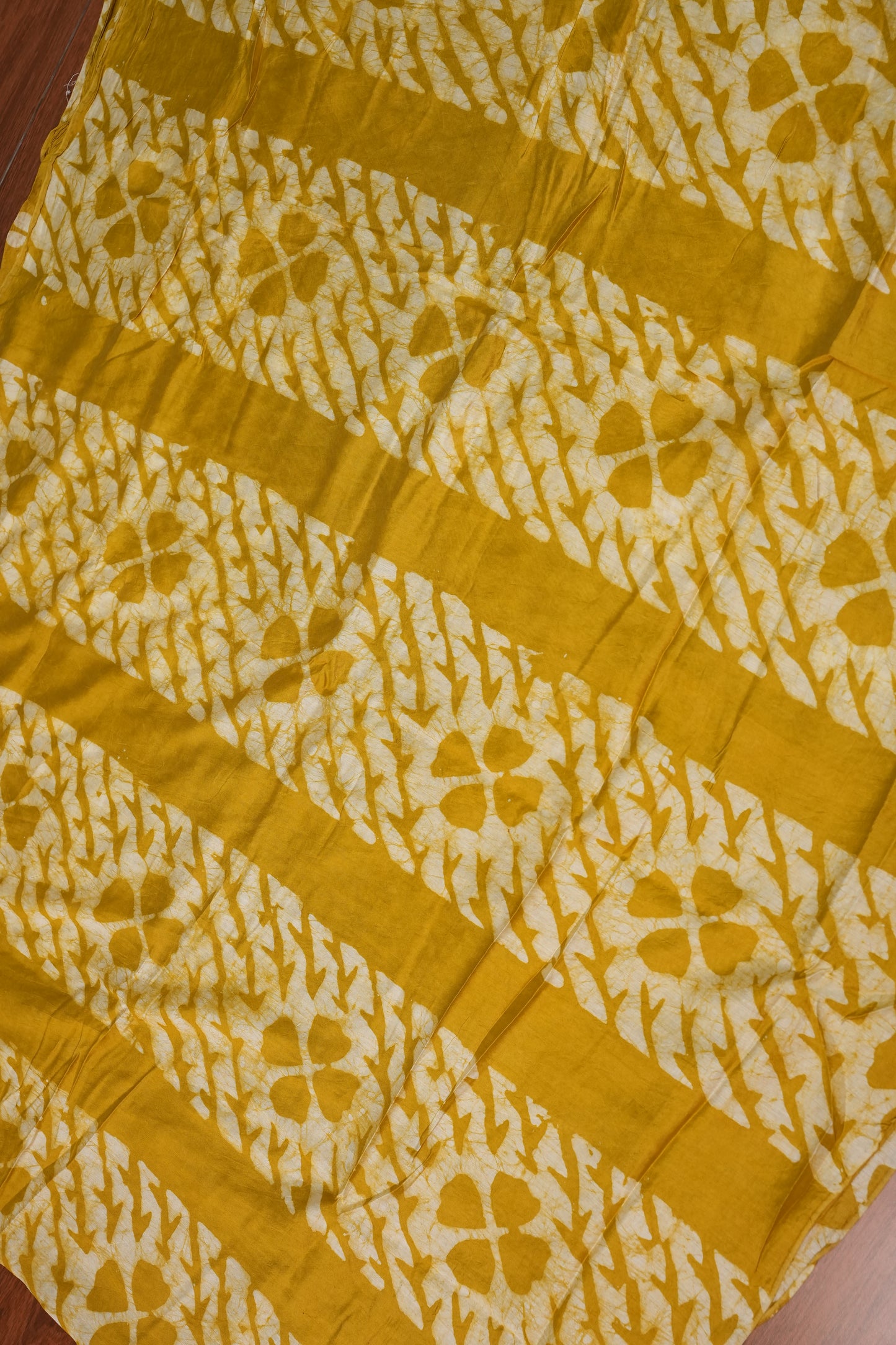 Pure Cotton Saree with Digital Block Prints – Mustard Yellow & White