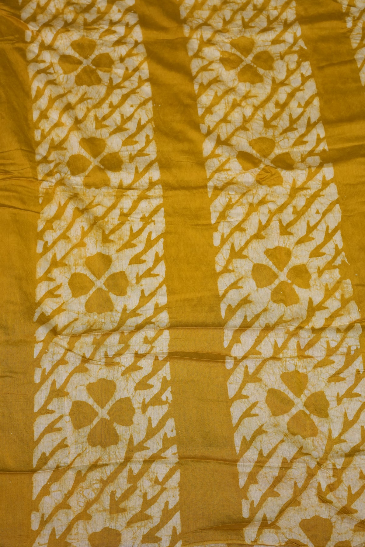 Pure Cotton Saree with Digital Block Prints – Mustard Yellow & White