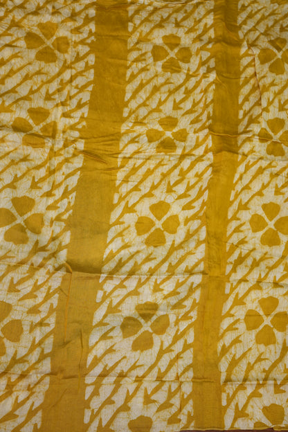 Pure Cotton Saree with Digital Block Prints – Mustard Yellow & White