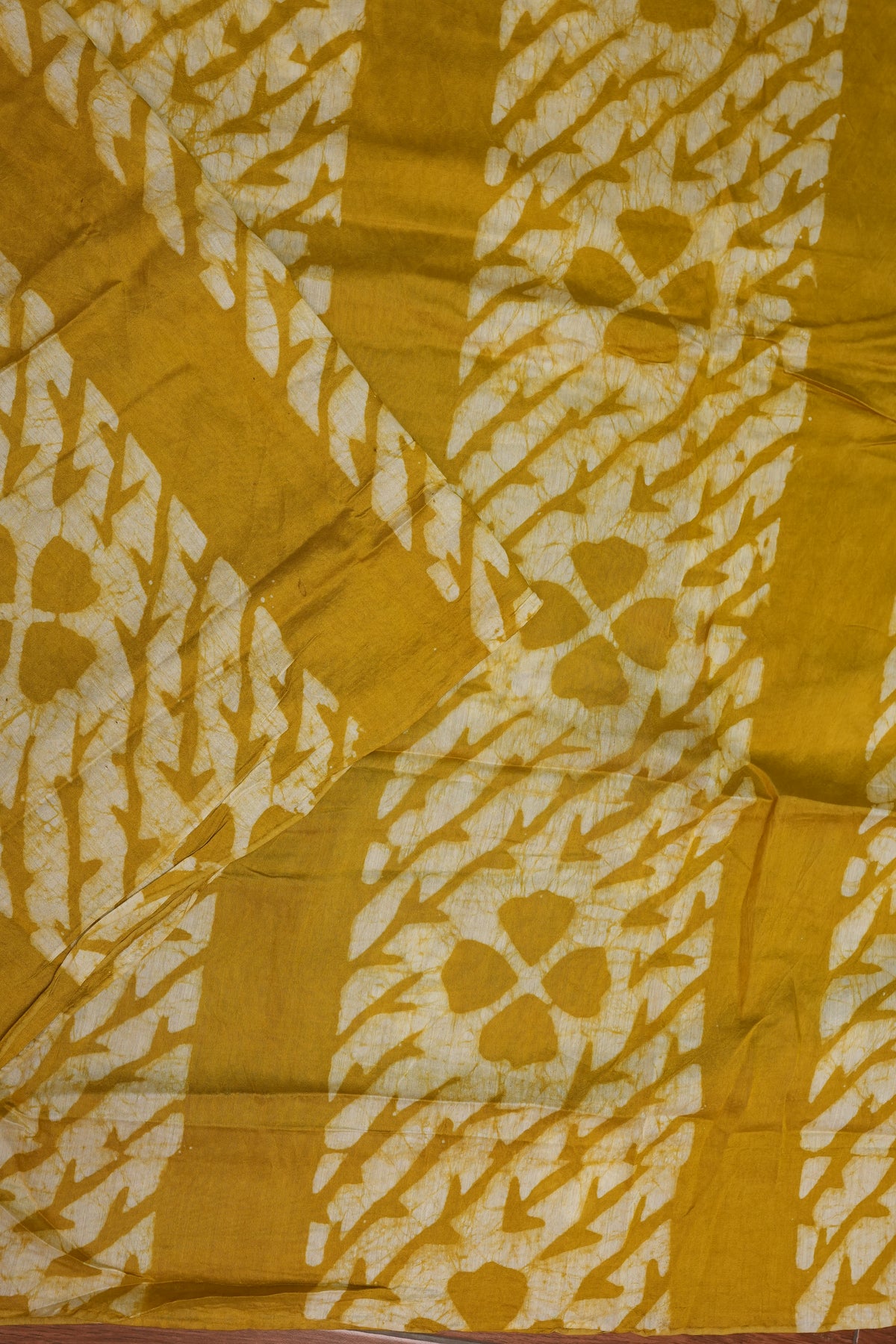 Pure Cotton Saree with Digital Block Prints – Mustard Yellow & White