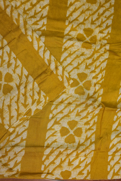 Pure Cotton Saree with Digital Block Prints – Mustard Yellow & White
