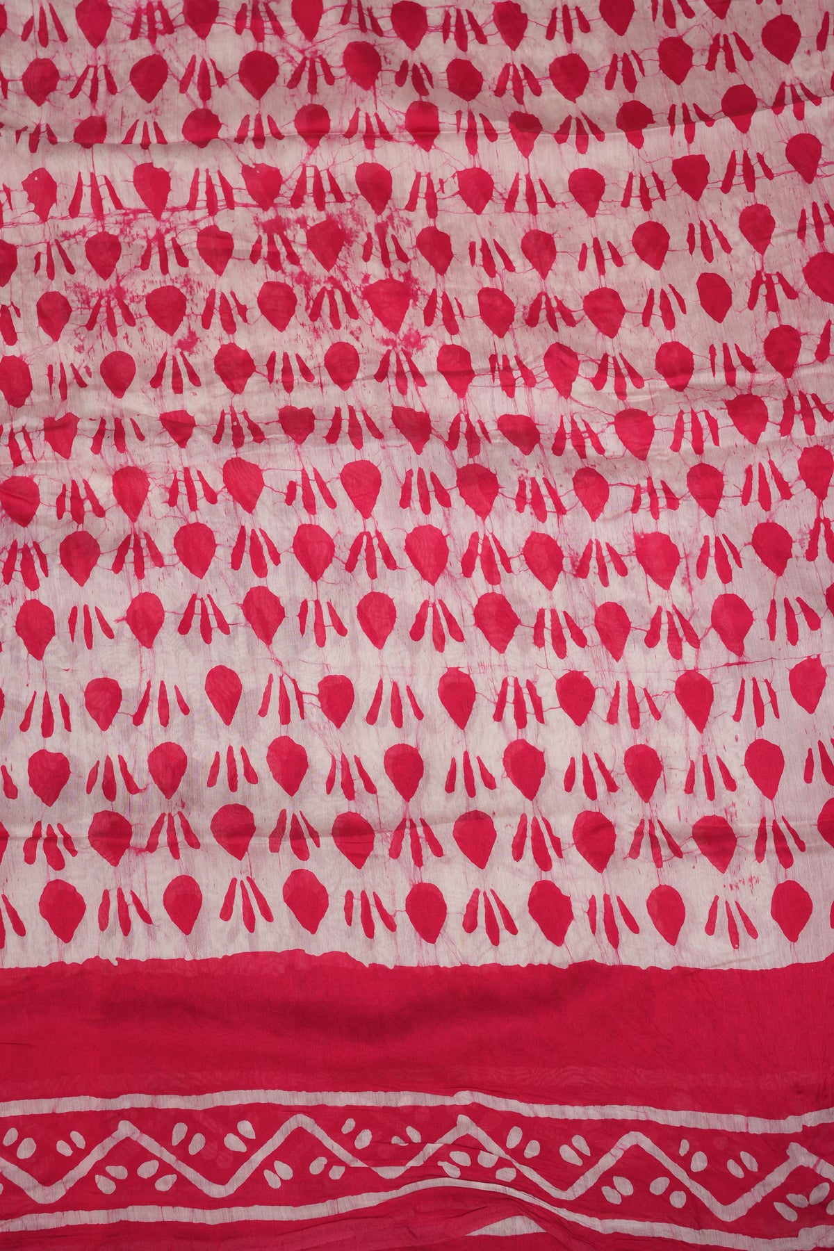 Pure Cotton Saree with Digital Block Prints – Rani Pink & White