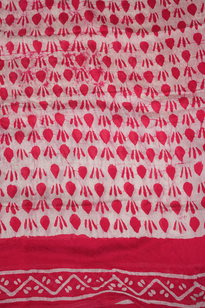 Pure Cotton Saree with Digital Block Prints – Rani Pink & White