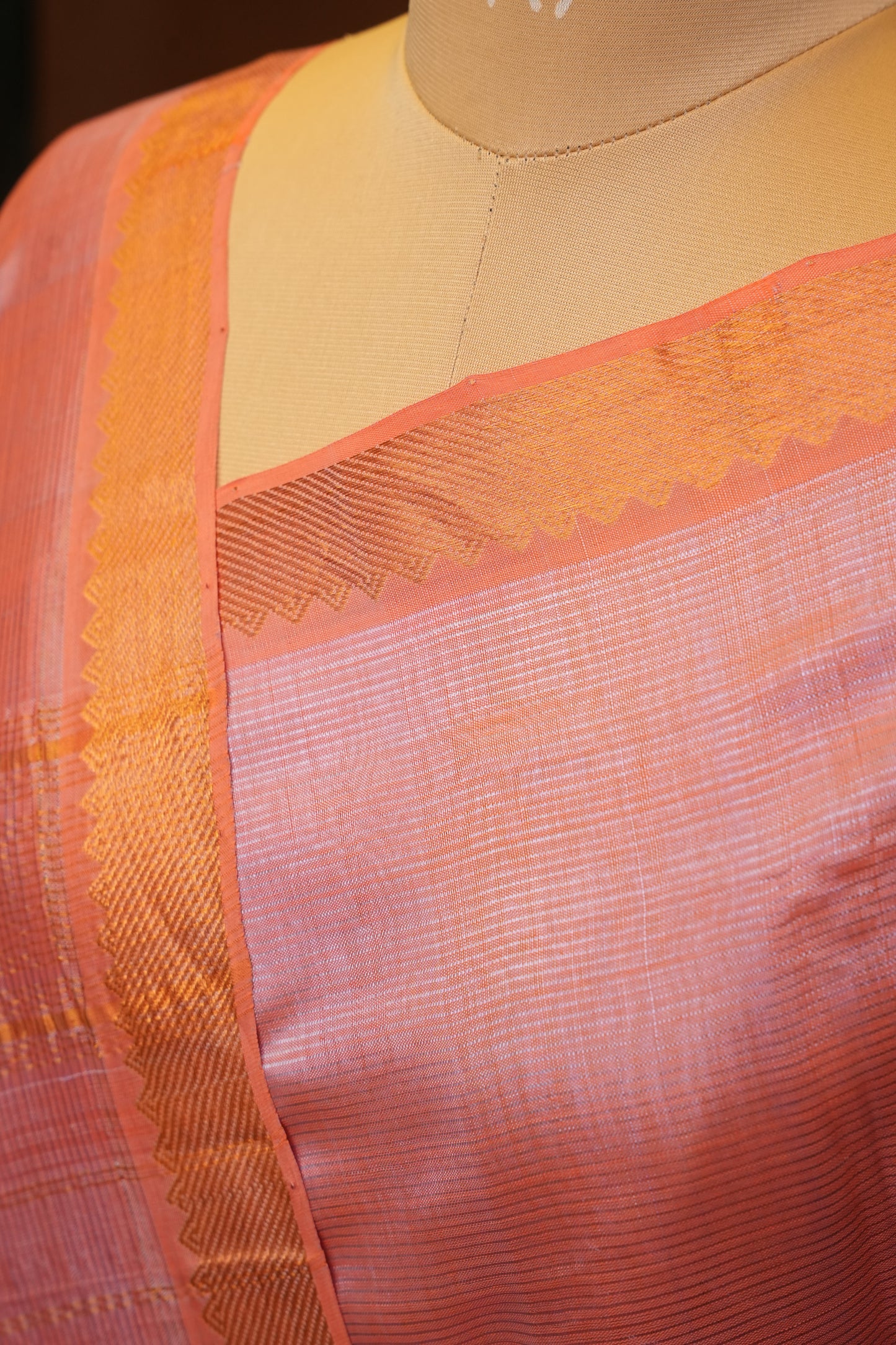 Mangalagiri Silk Cotton Saree - Peach