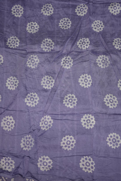 Pure Cotton Saree with Digital Block Prints – Lavender & White