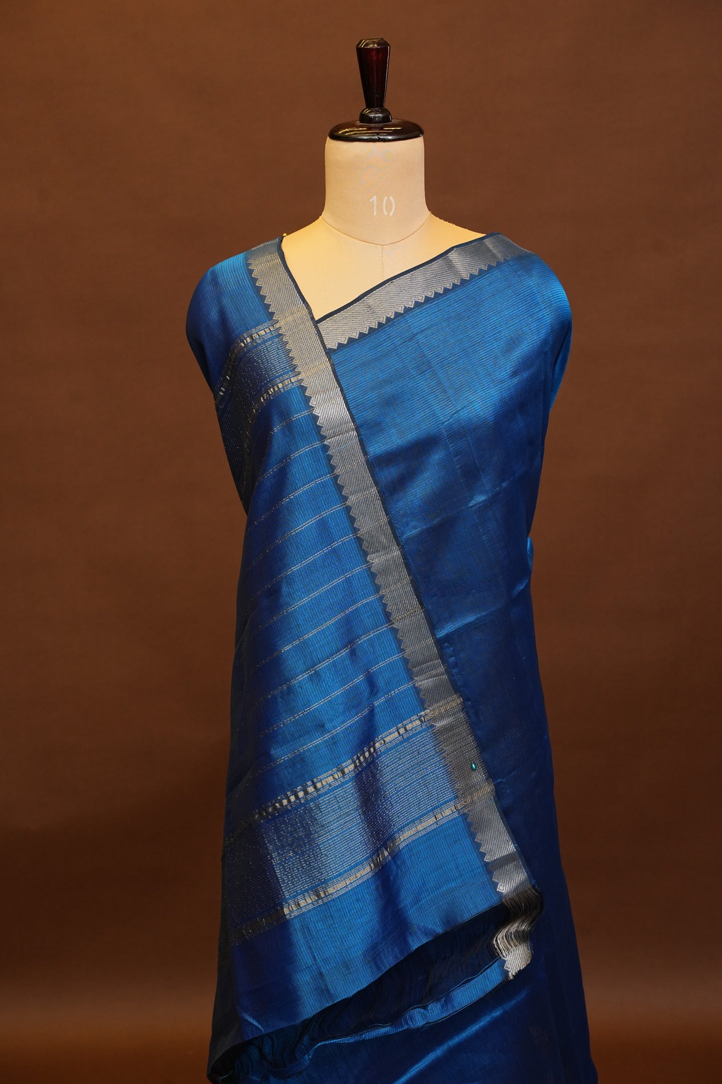 Mangalagiri Silk Cotton Saree - Peacock Blue