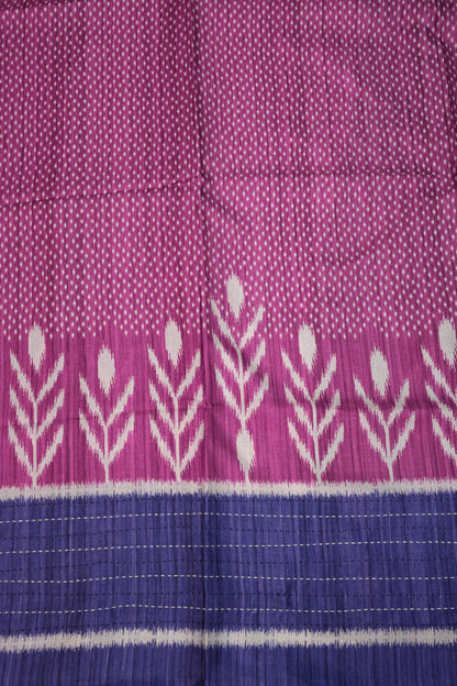 Semi Tussar Saree with Patola Body, Gap Border & Pallu – Magenta & Royal Blue