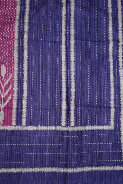 Semi Tussar Saree with Patola Body, Gap Border & Pallu – Magenta & Royal Blue
