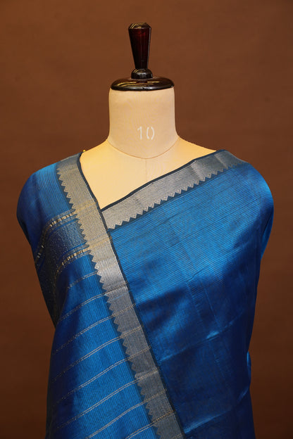 Mangalagiri Silk Cotton Saree - Peacock Blue