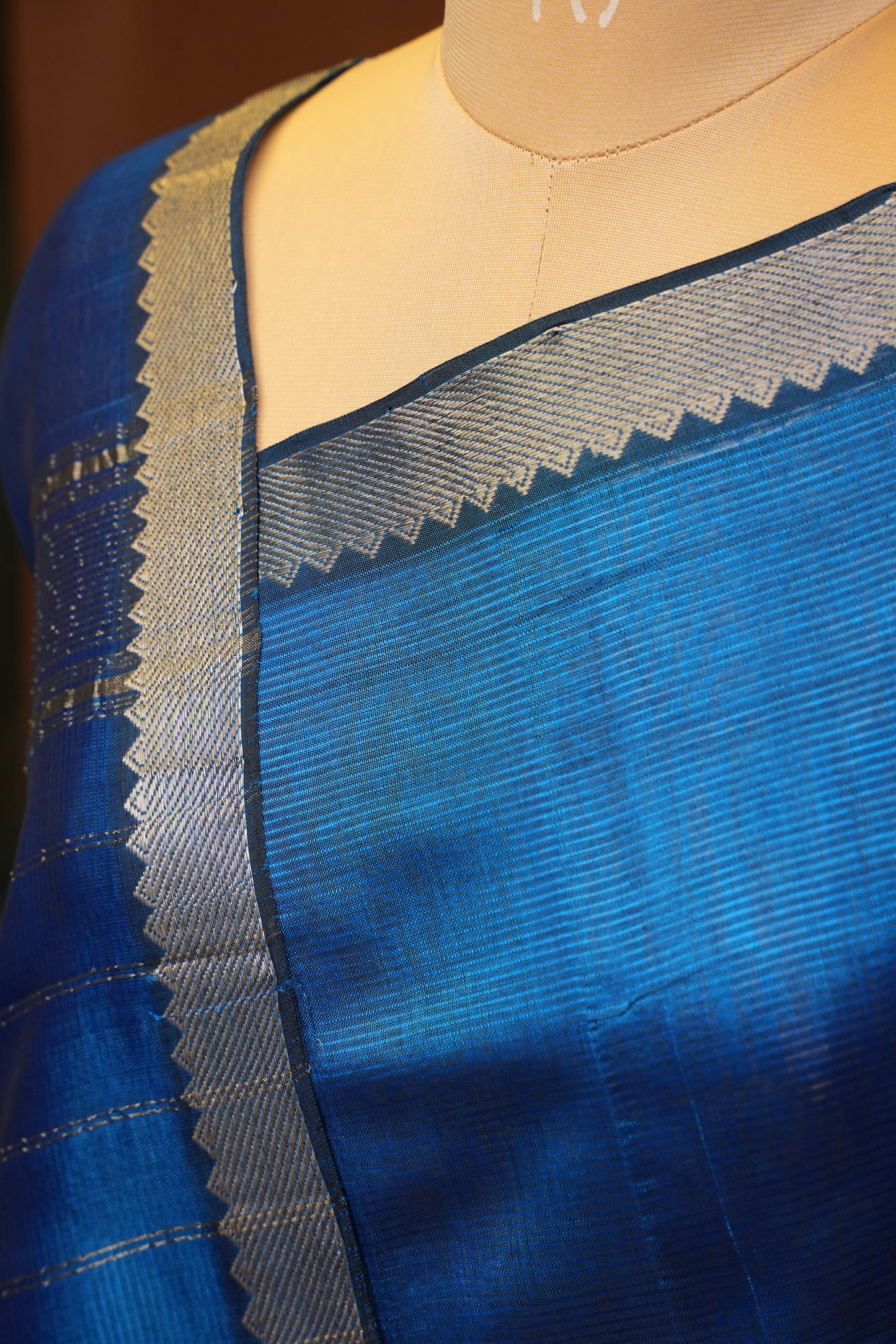 Mangalagiri Silk Cotton Saree - Peacock Blue