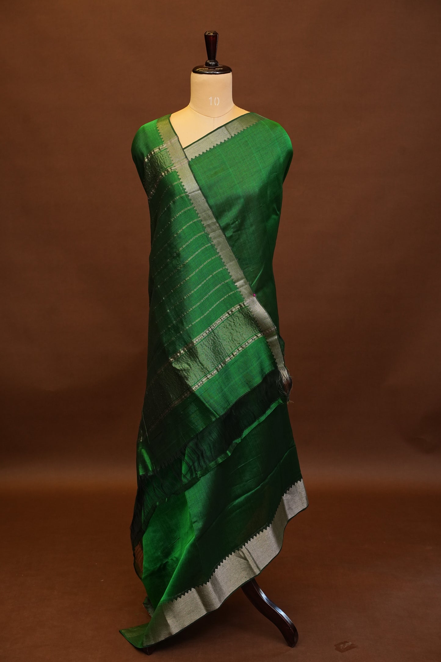 Mangalagiri Silk Cotton Saree - Rich Emerald Green