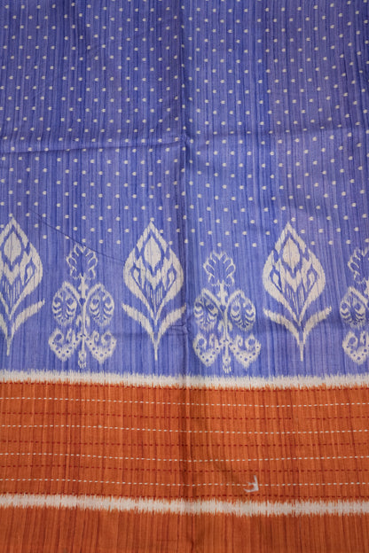 Semi Tussar Saree with Patola Body, Gap Border & Pallu – Periwinkle Blue & Rust Orange