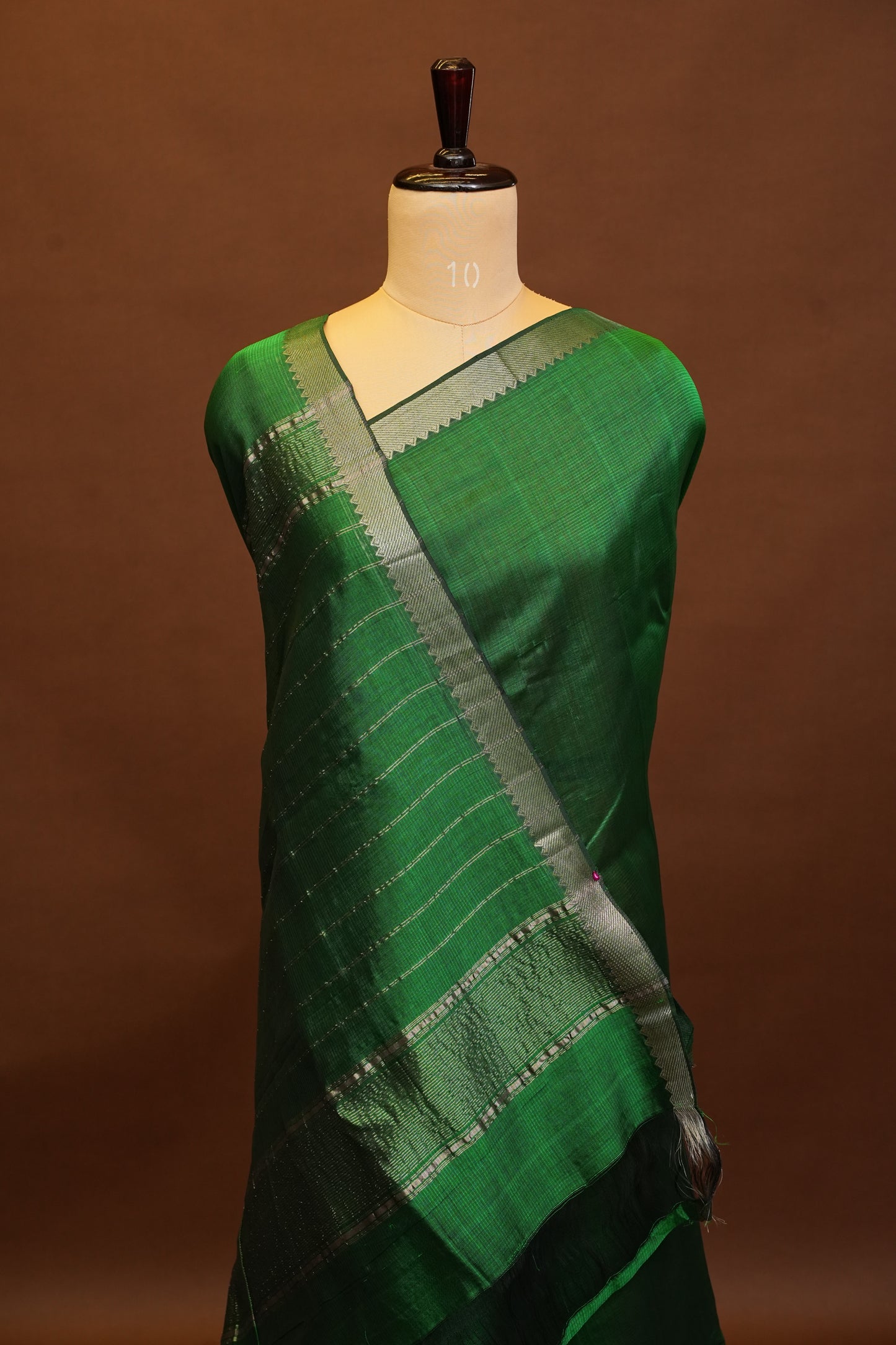 Mangalagiri Silk Cotton Saree - Rich Emerald Green