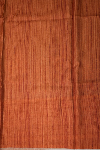 Semi Tussar Saree with Patola Body, Gap Border & Pallu – Periwinkle Blue & Rust Orange
