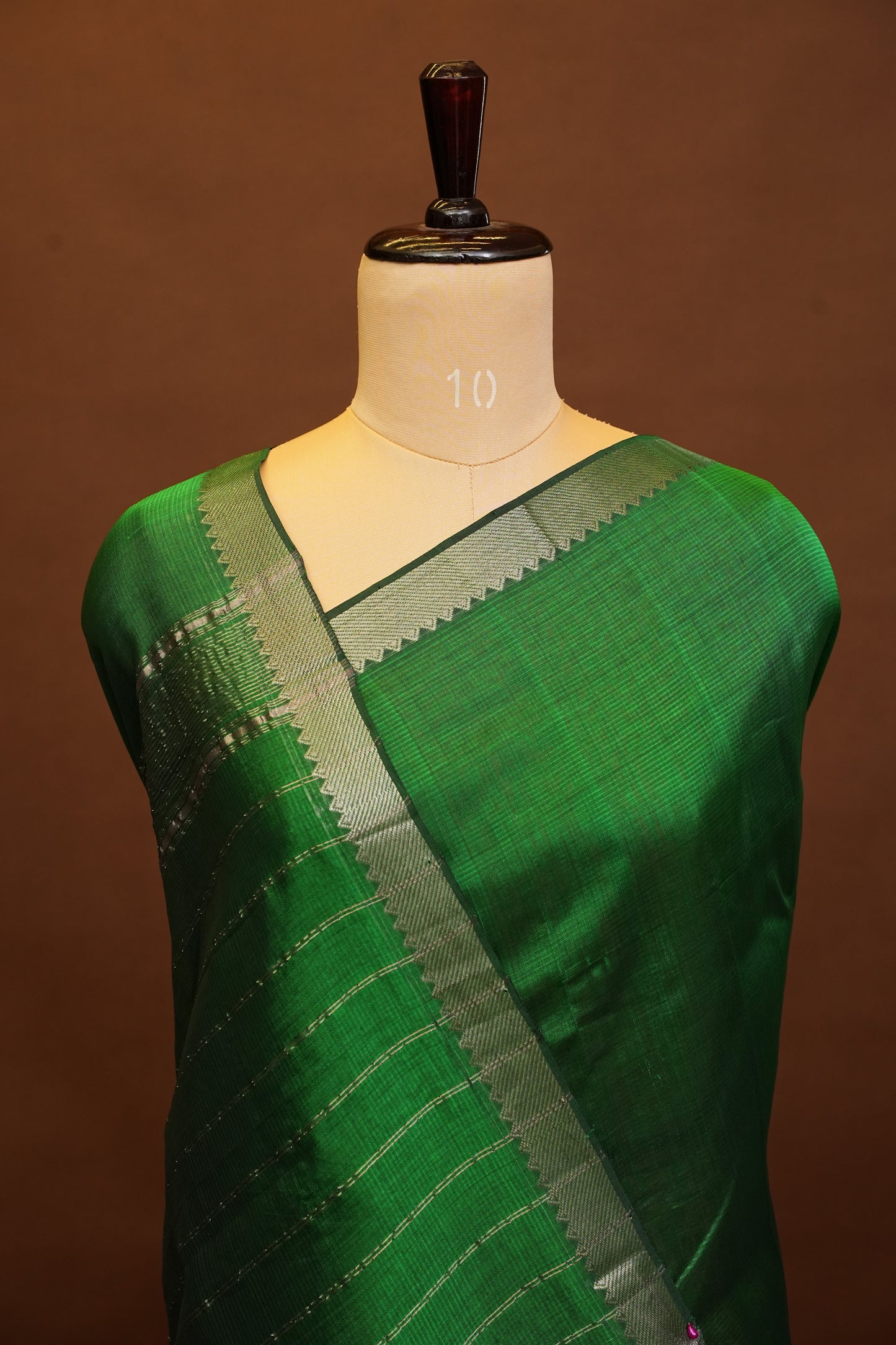 Mangalagiri Silk Cotton Saree - Rich Emerald Green