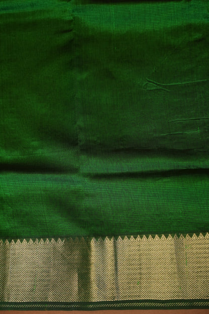 Mangalagiri Silk Cotton Saree - Rich Emerald Green