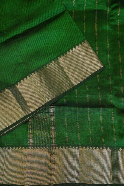 Mangalagiri Silk Cotton Saree - Rich Emerald Green