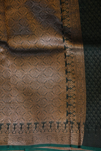 Pure Banarasi Organza(Kora) Silk Handloom Saree with Antique Zari Jaal – Deep Pink with Emerald Green Border | Silk Mark Certified