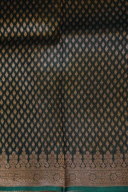Pure Banarasi Organza(Kora) Silk Handloom Saree with Antique Zari Jaal – Deep Pink with Emerald Green Border | Silk Mark Certified